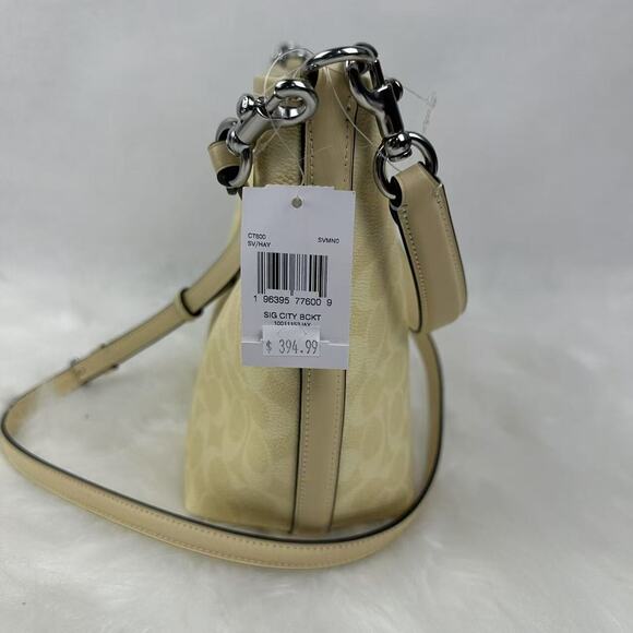 Coach City Bucket Bag Shoulder & Crossbody In Signature Canvas/Hay CT800 NWT - Picture 3 of 10
